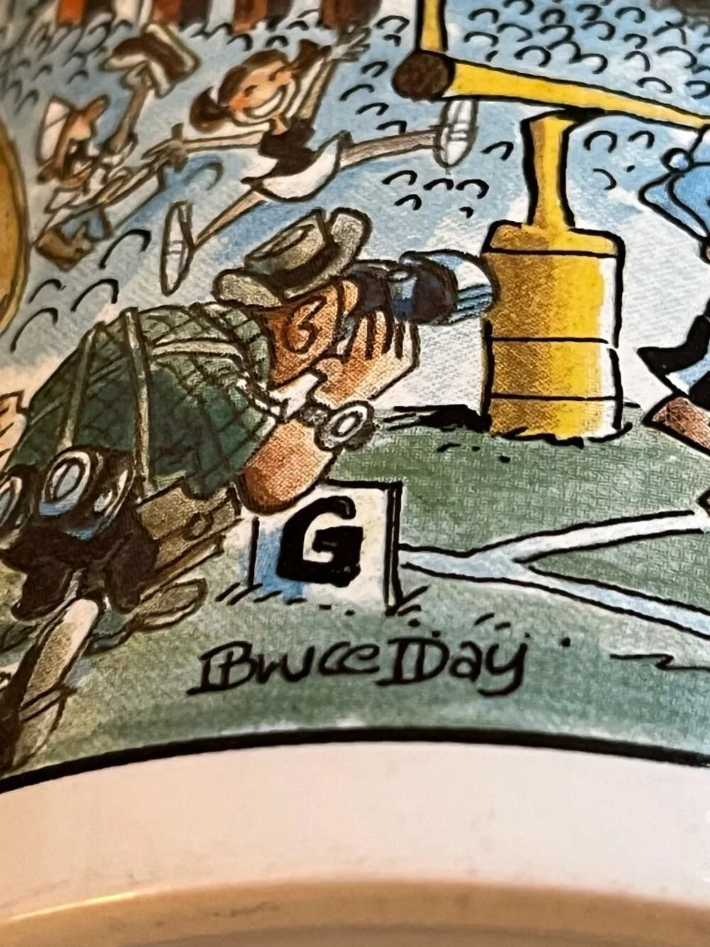Vintage Bruce Day Artist NFL Los Angeles Raiders Cartoon Art Coffee Mug RARE